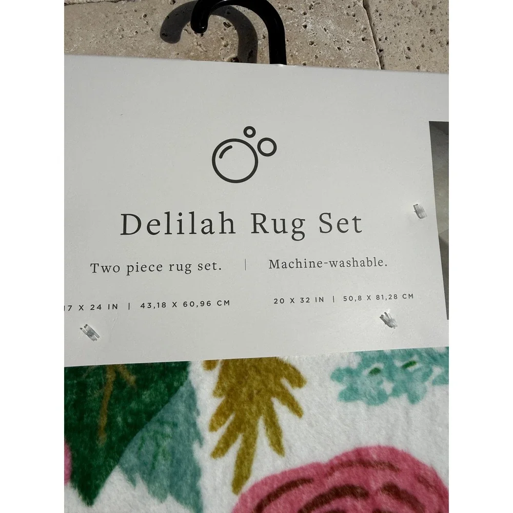Rifle Paper Co x Loloi Delilah Rug Set 2pc Floral Multicolor Washable NEW